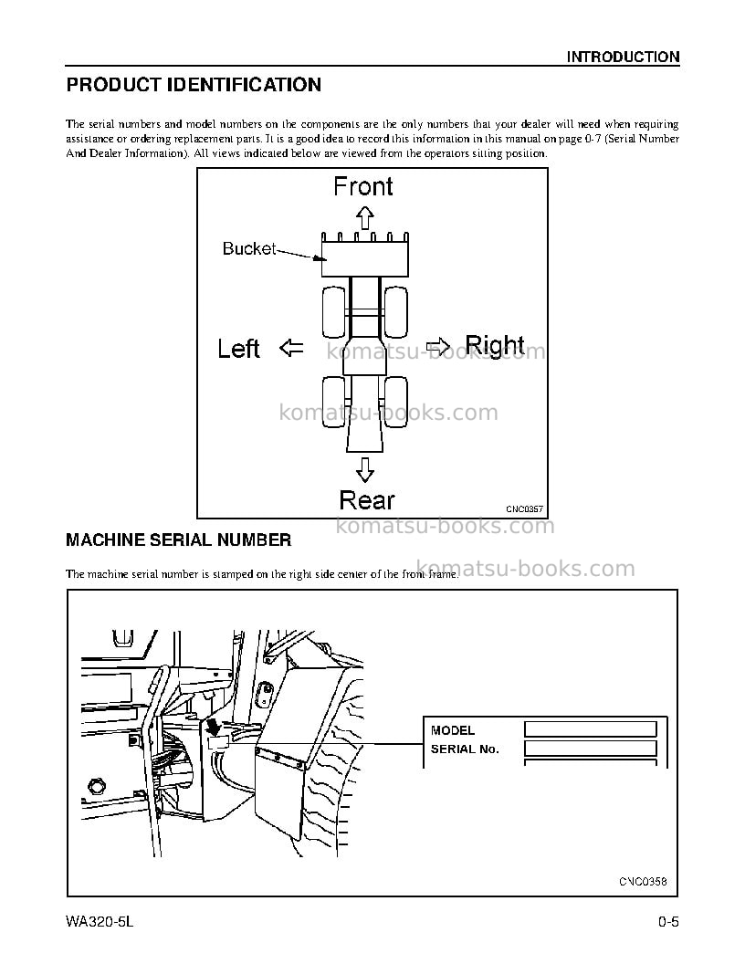 Komatsu wa320-5usa-l Operation manual cover Page 7 Komatsu wa320-5usa-l Operation manual cover Page 7