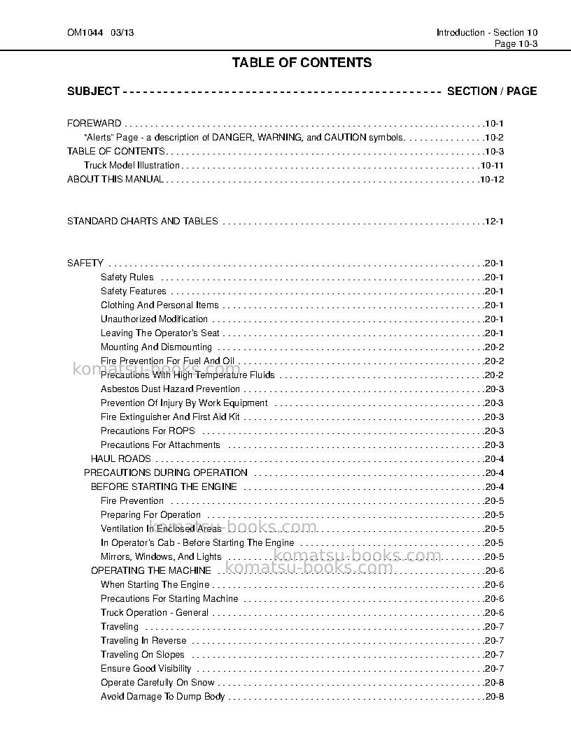 Komatsu hd1500-5usa Operation manual cover Page 7 Komatsu hd1500-5usa Operation manual cover Page 7