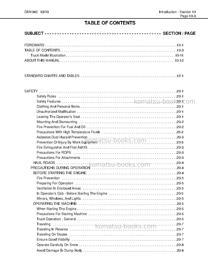 Komatsu hd1500-5usa Operation manual cover Page 7 Komatsu hd1500-5usa Operation manual cover Page 7