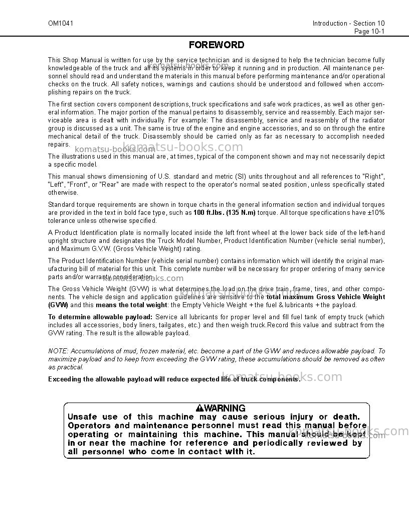 Komatsu hd785-5usa-lc Operation manual cover Page 7