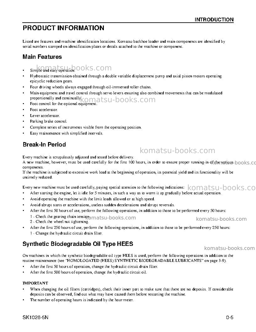 Komatsu sk1026-5usa-n Operation manual cover Page 7 Komatsu sk1026-5usa-n Operation manual cover Page 7
