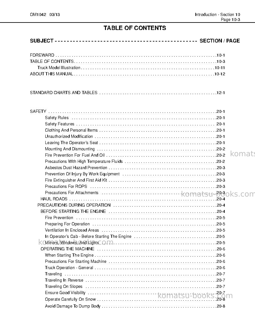 Komatsu hd1500-5usa Operation manual cover Page 7 Komatsu hd1500-5usa Operation manual cover Page 7