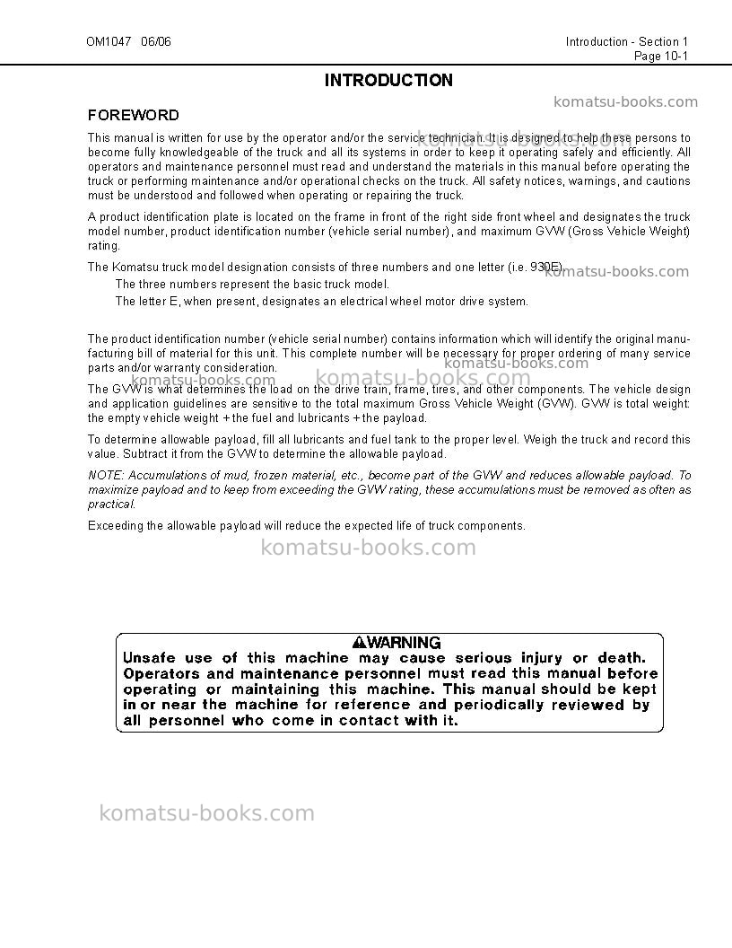 Komatsu 730eusa Operation manual cover Page 7 Komatsu 730eusa Operation manual cover Page 7