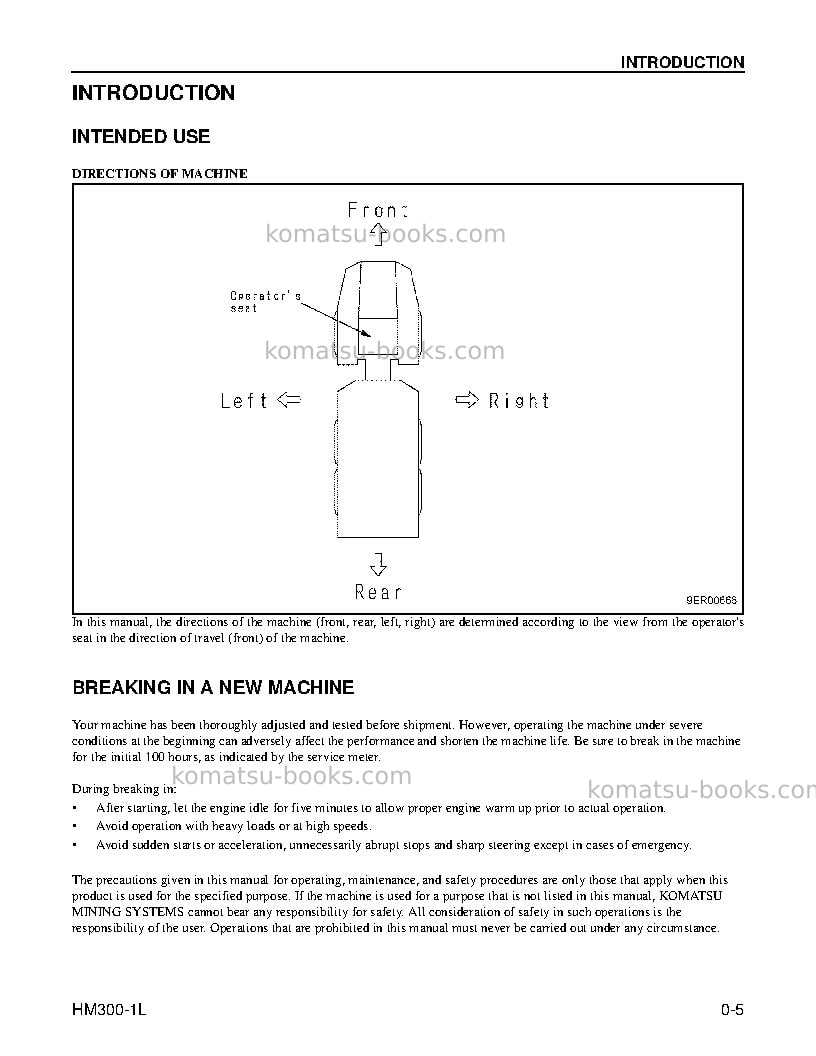 Komatsu hm300-1usa-l Operation manual cover Page 7 Komatsu hm300-1usa-l Operation manual cover Page 7