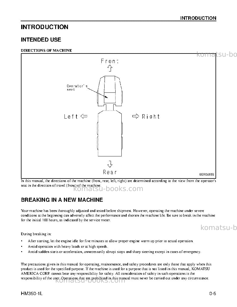 Komatsu hm350-1usa-l Operation manual cover Page 7 Komatsu hm350-1usa-l Operation manual cover Page 7