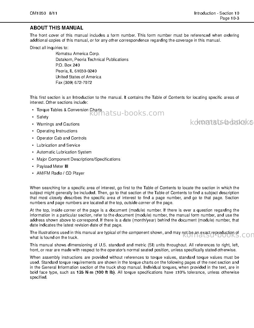 Komatsu 960e-1usa Operation manual cover Page 7 Komatsu 960e-1usa Operation manual cover Page 7