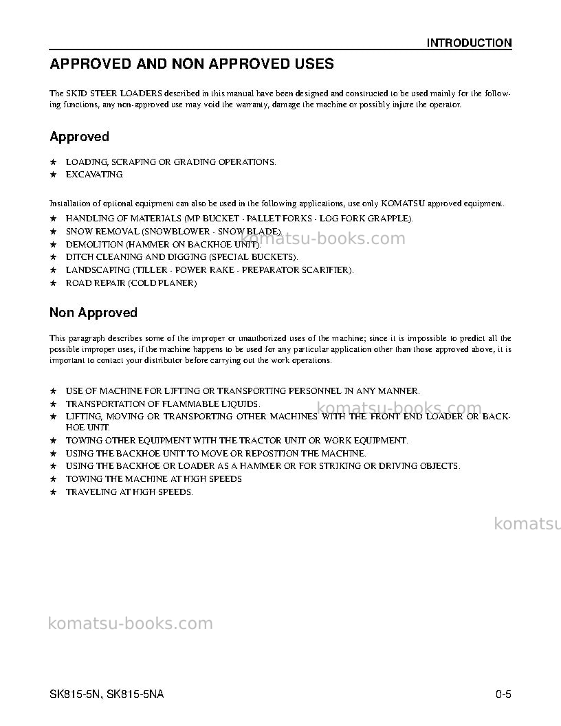 Komatsu sk815-5usa-na Operation manual cover Page 7