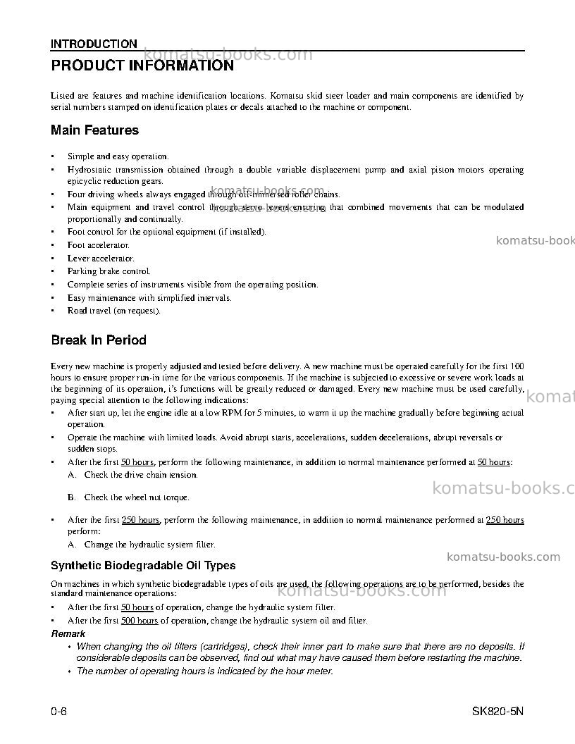 Komatsu sk820-5usa-n Operation manual cover Page 7