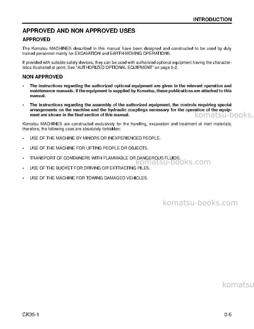 Komatsu ck35-1usa Operation manual cover Page 7