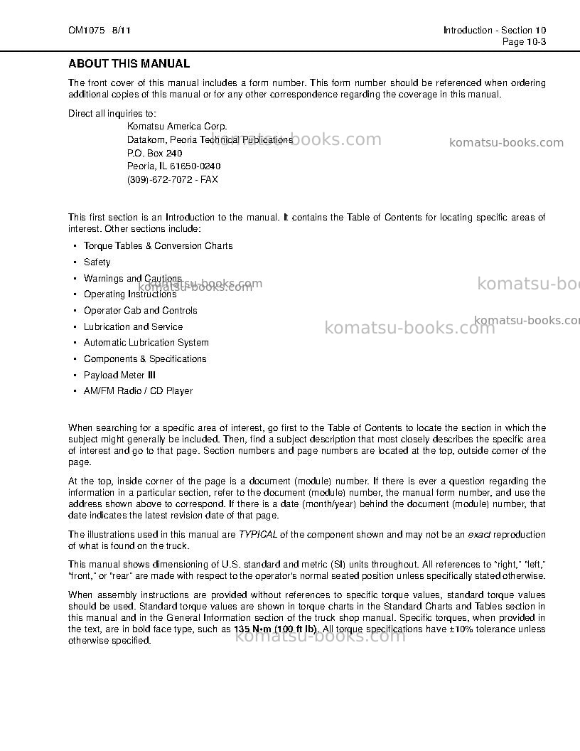 Komatsu 930e-4usa-se Operation manual cover Page 7 Komatsu 930e-4usa-se Operation manual cover Page 7