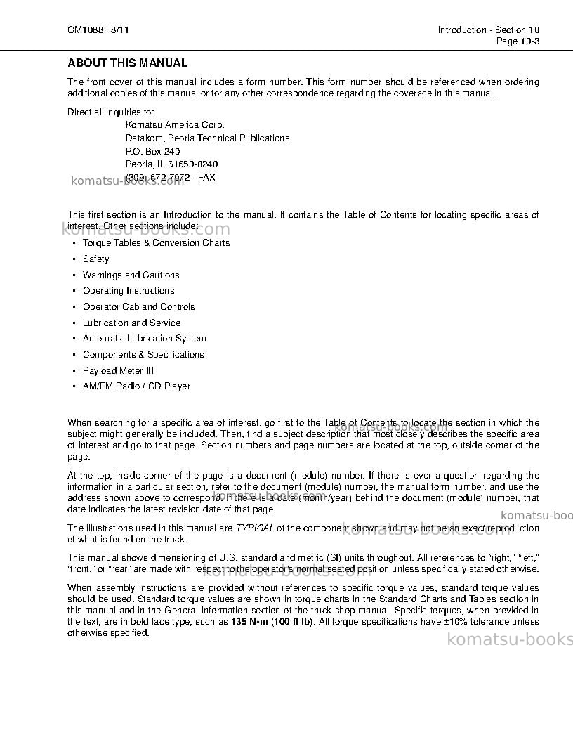 Komatsu 930e-4usa Operation manual cover Page 7 Komatsu 930e-4usa Operation manual cover Page 7