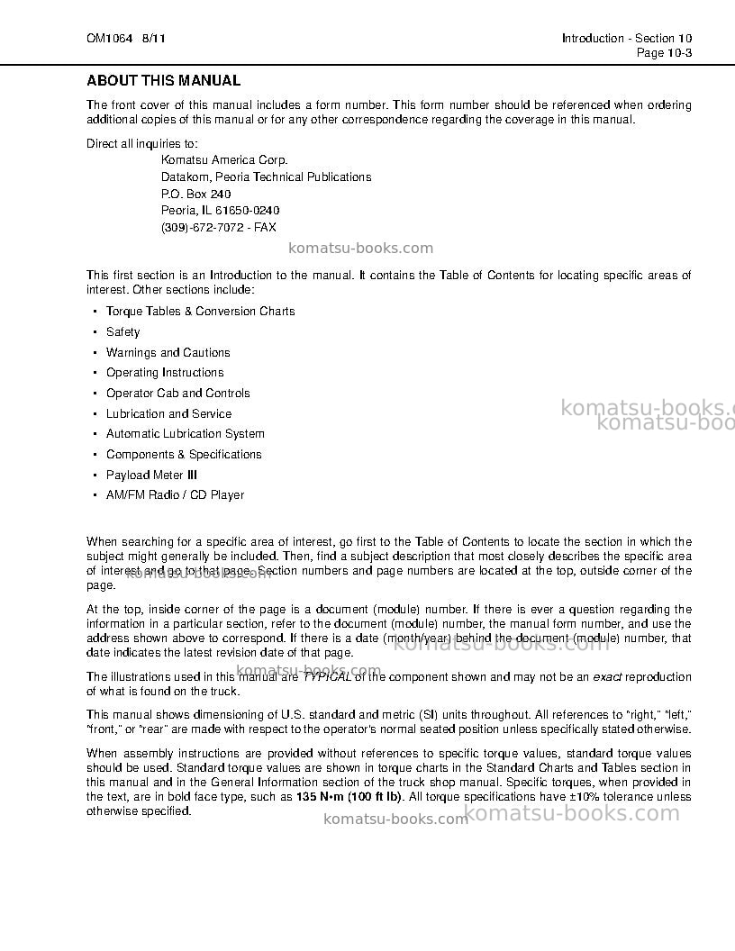 Komatsu 930e-4usa Operation manual cover Page 7 Komatsu 930e-4usa Operation manual cover Page 7