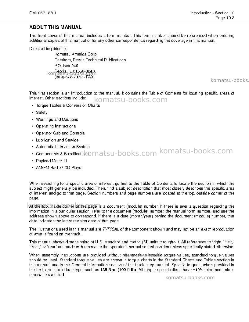 Komatsu 930e-4usa-tier ii Operation manual cover Page 7 Komatsu 930e-4usa-tier ii Operation manual cover Page 7