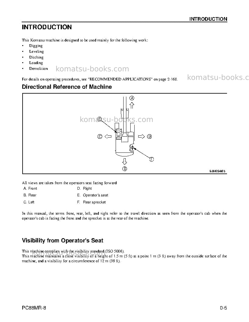 Komatsu pc88mr-8usa Operation manual cover Page 7 Komatsu pc88mr-8usa Operation manual cover Page 7