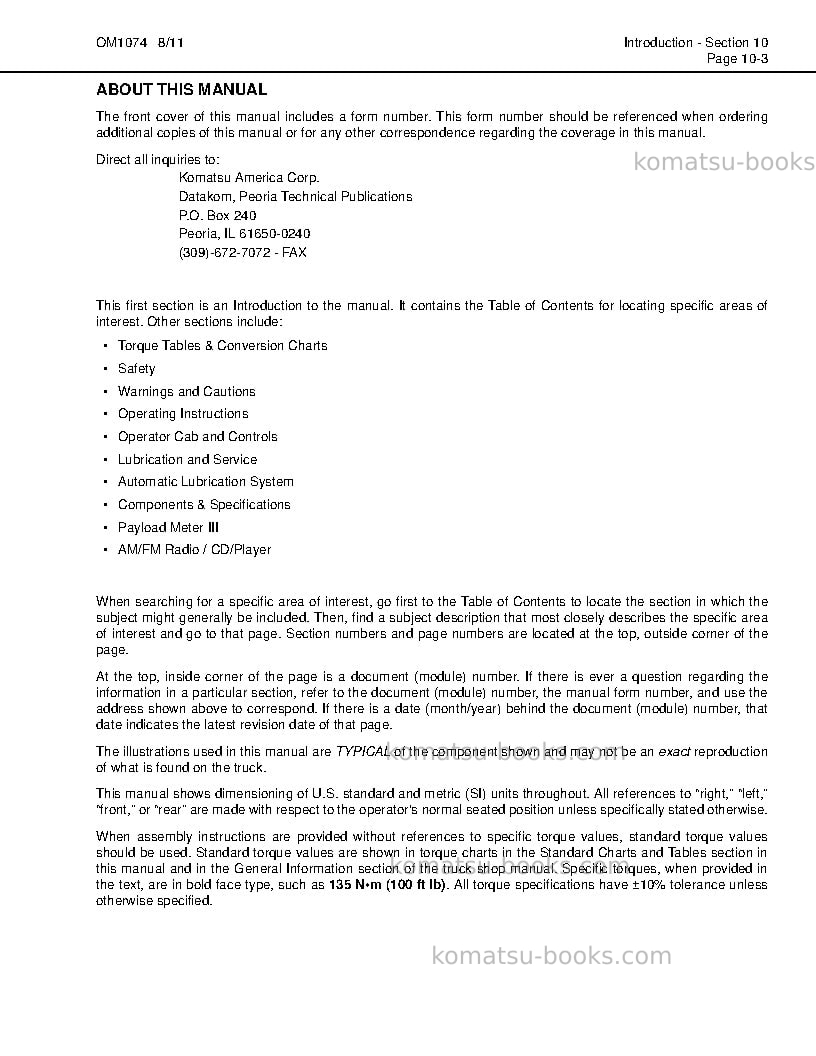 Komatsu 930e-4usa-se Operation manual cover Page 7 Komatsu 930e-4usa-se Operation manual cover Page 7