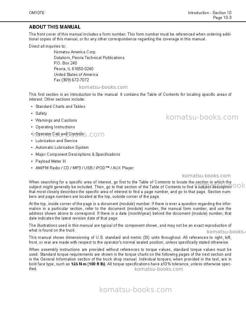 Komatsu 960e-1usa-k Operation manual cover Page 7 Komatsu 960e-1usa-k Operation manual cover Page 7