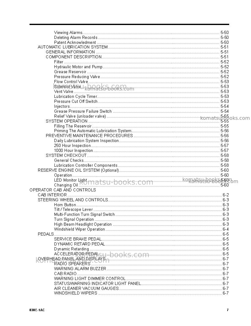 Komatsu 830e-1usa-ac Operation manual cover Page 7