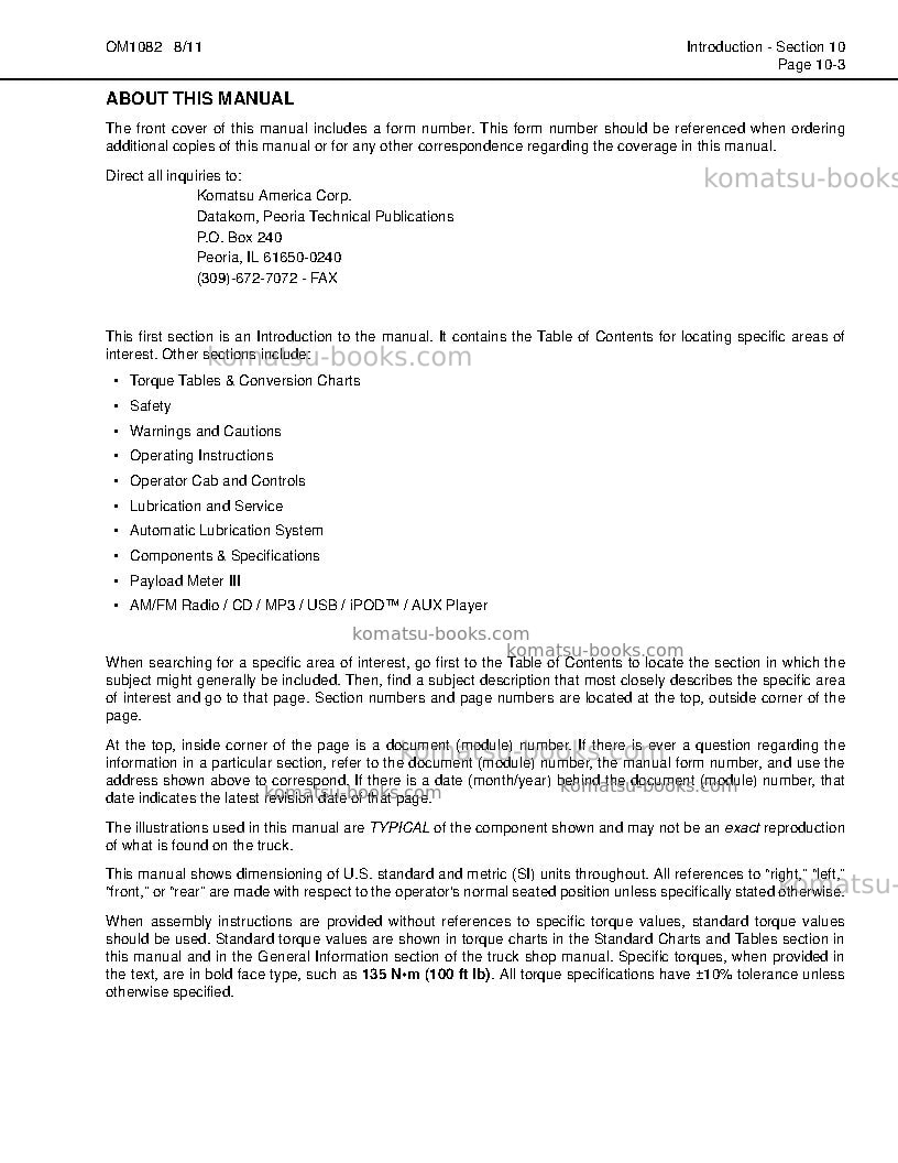 Komatsu 930e-4usa-tier ii Operation manual cover Page 7 Komatsu 930e-4usa-tier ii Operation manual cover Page 7