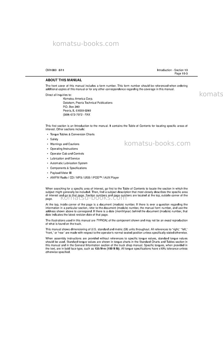 Komatsu 930e-4usa-se Operation manual cover Page 7 Komatsu 930e-4usa-se Operation manual cover Page 7