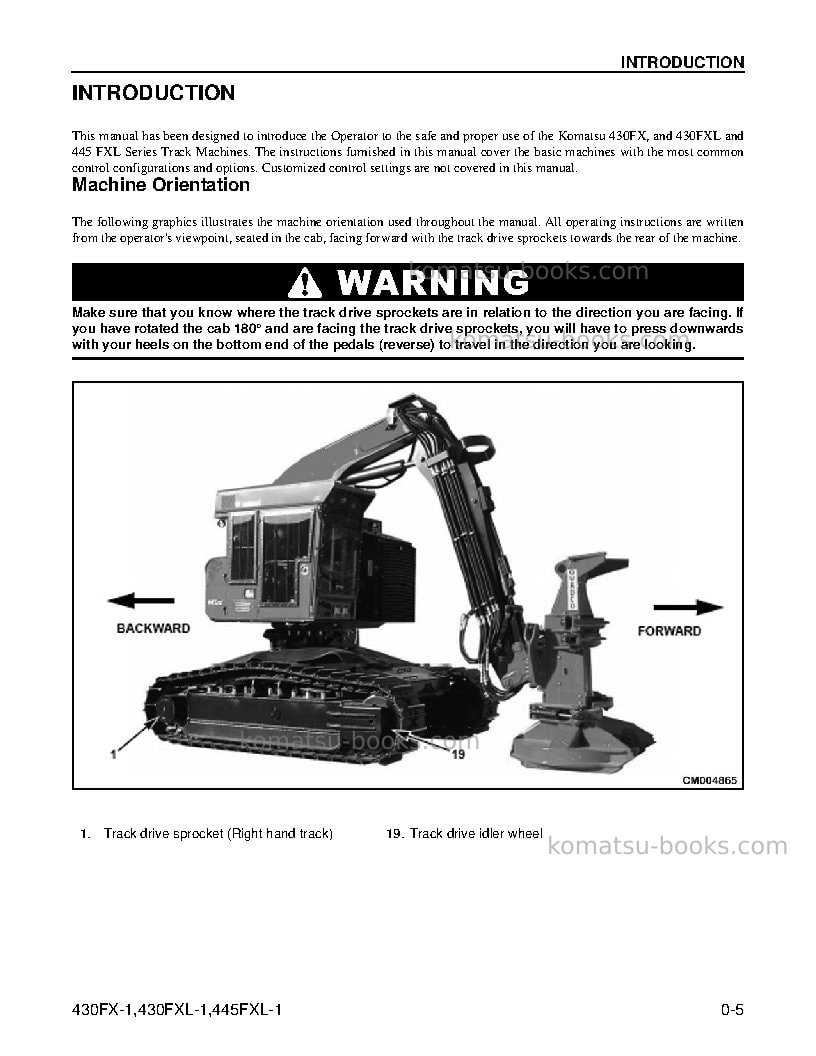 Komatsu 430fx-1usa Operation manual cover Page 7 Komatsu 430fx-1usa Operation manual cover Page 7