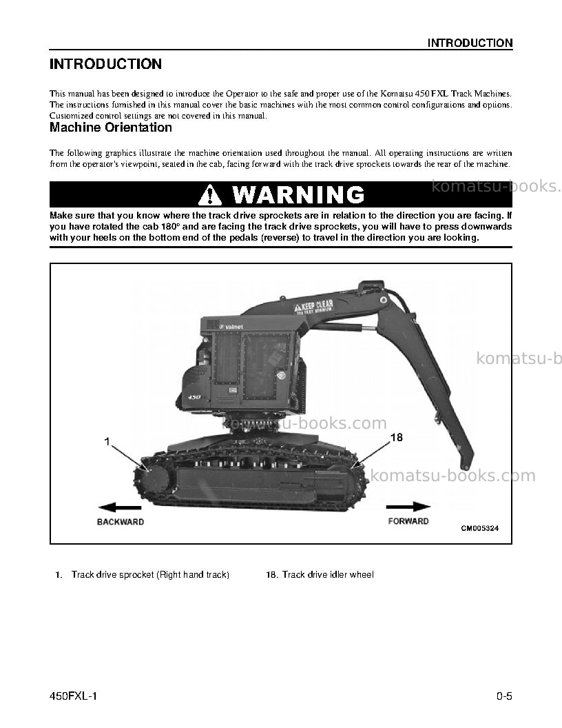 Komatsu 450fxl-1usa Operation manual cover Page 7