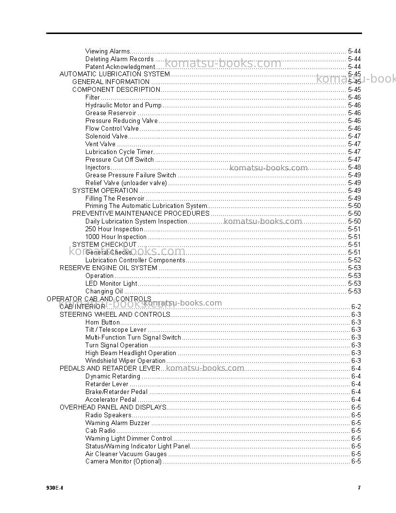 Komatsu 930e-4usa Operation manual cover Page 7 Komatsu 930e-4usa Operation manual cover Page 7
