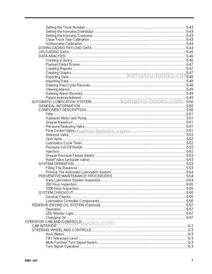 Komatsu 830e-1usa-ac Operation manual cover Page 7 Komatsu 830e-1usa-ac Operation manual cover Page 7