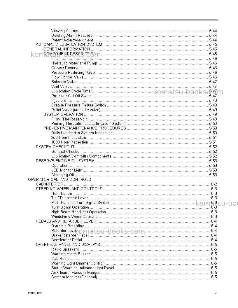 Komatsu 930e-4usa-se Operation manual cover Page 7 Komatsu 930e-4usa-se Operation manual cover Page 7