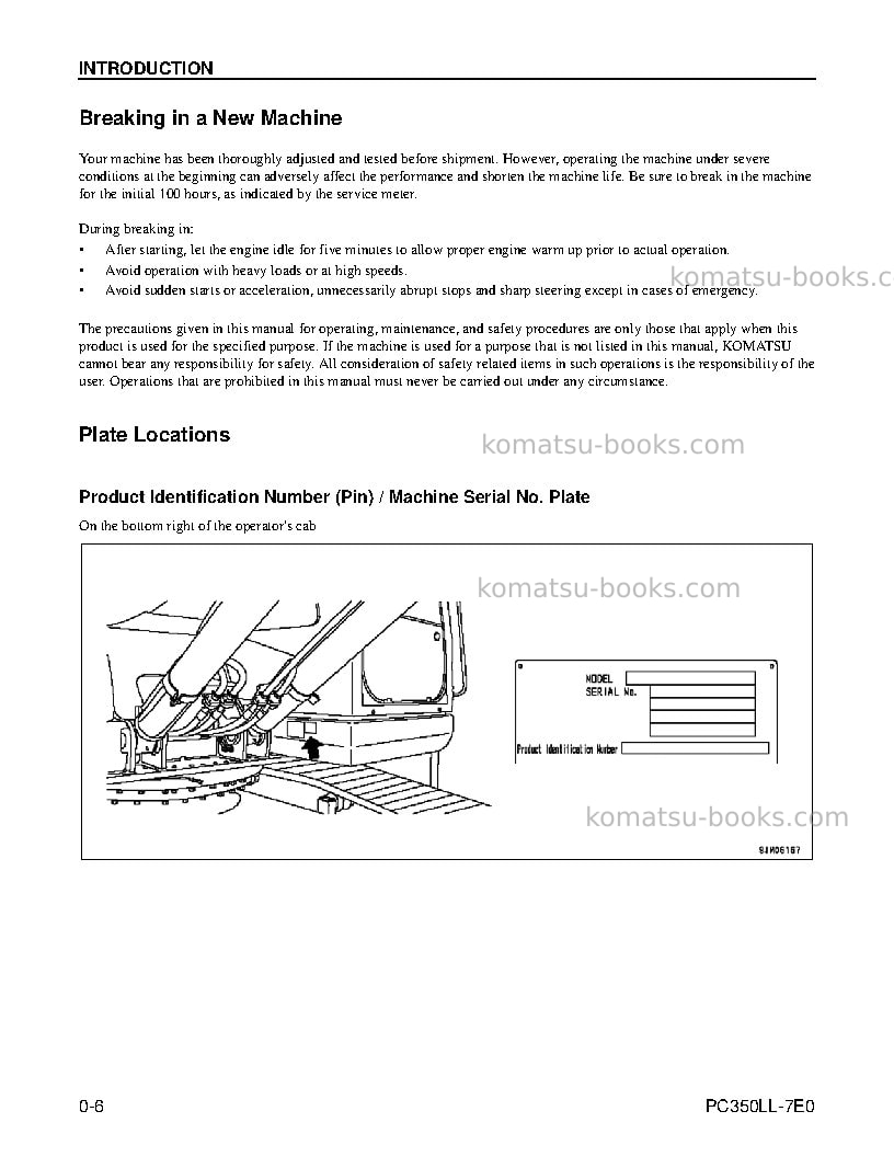 Komatsu pc350ll-7usa-tier 3 Operation manual cover Page 7 Komatsu pc350ll-7usa-tier 3 Operation manual cover Page 7