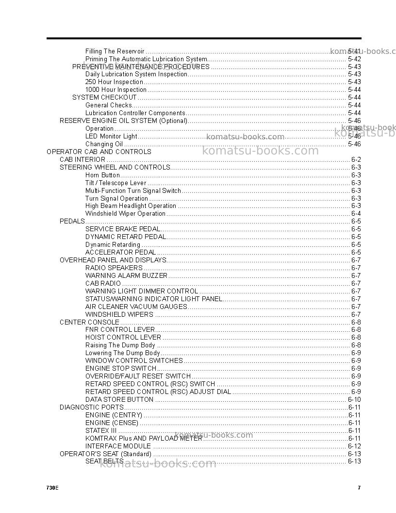Komatsu 730eusa Operation manual cover Page 7 Komatsu 730eusa Operation manual cover Page 7