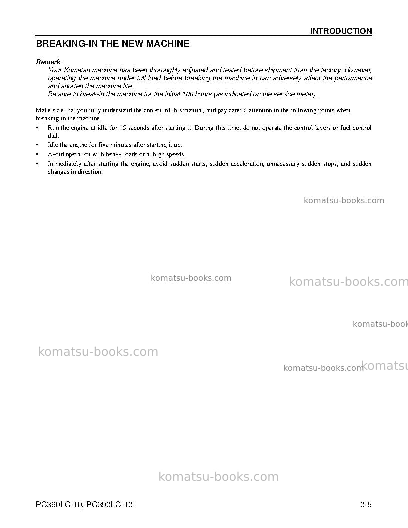 Komatsu pc360lc-10usa Operation manual cover Page 7 Komatsu pc360lc-10usa Operation manual cover Page 7