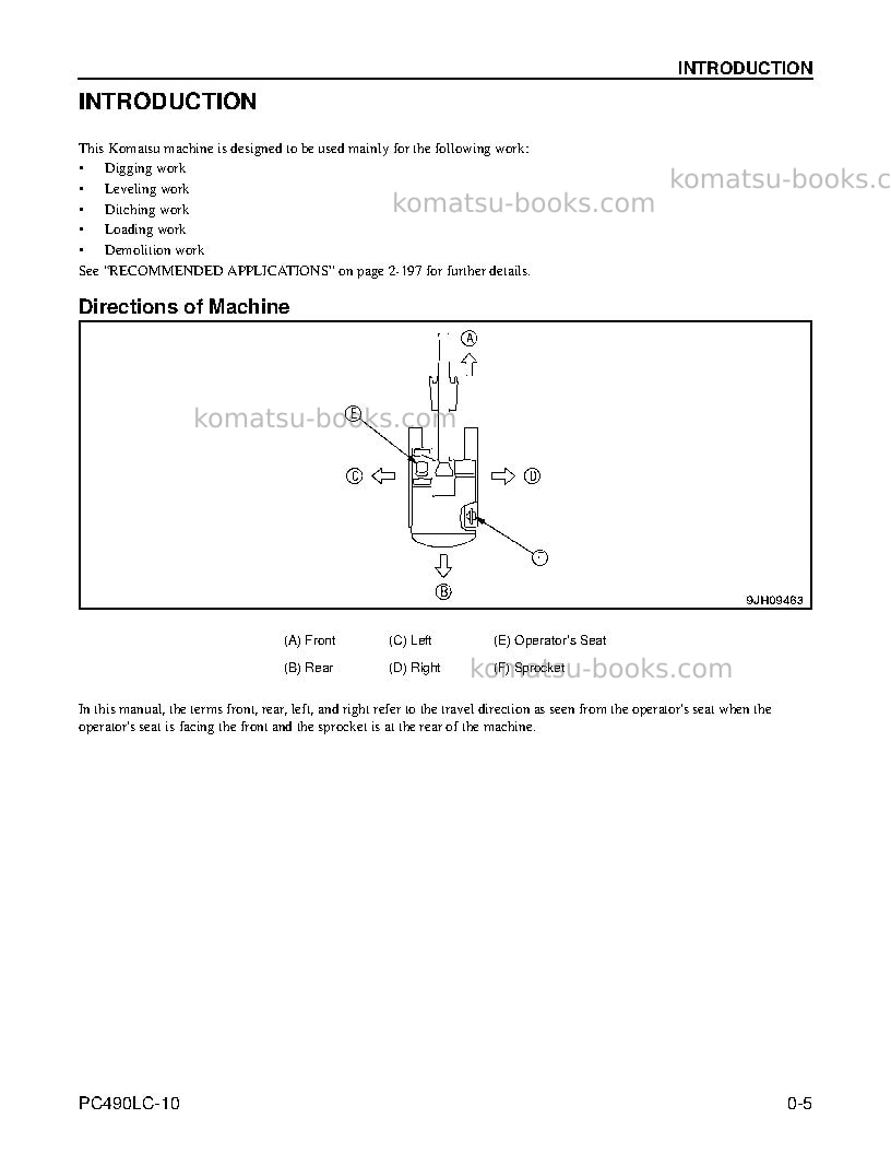 Komatsu pc490lc-10usa Operation manual cover Page 7 Komatsu pc490lc-10usa Operation manual cover Page 7