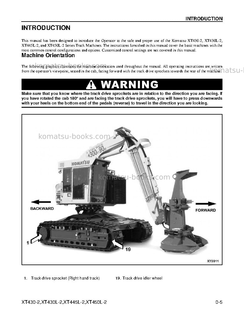 Komatsu xt430l-2usa Operation manual cover Page 7 Komatsu xt430l-2usa Operation manual cover Page 7