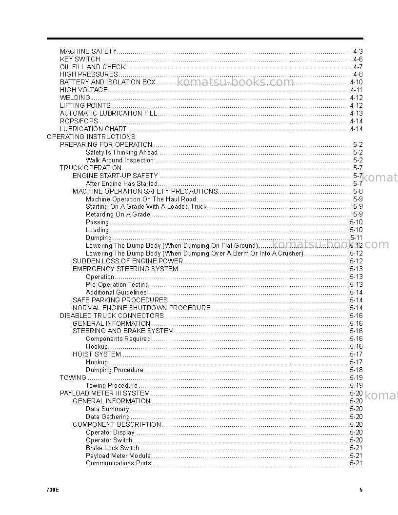 Komatsu 730eusa Operation manual cover Page 7