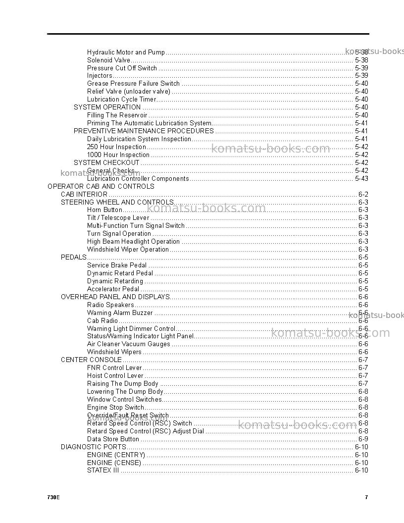 Komatsu 730eusa Operation manual cover Page 7