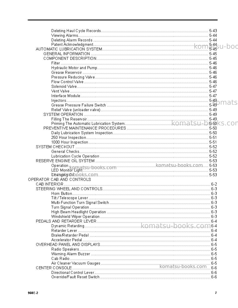Komatsu 960e-2usa Operation manual cover Page 7 Komatsu 960e-2usa Operation manual cover Page 7