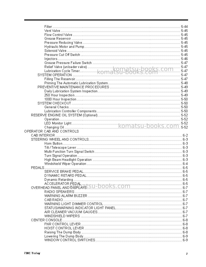Komatsu 730eusa-with trolley Operation manual cover Page 7 Komatsu 730eusa-with trolley Operation manual cover Page 7