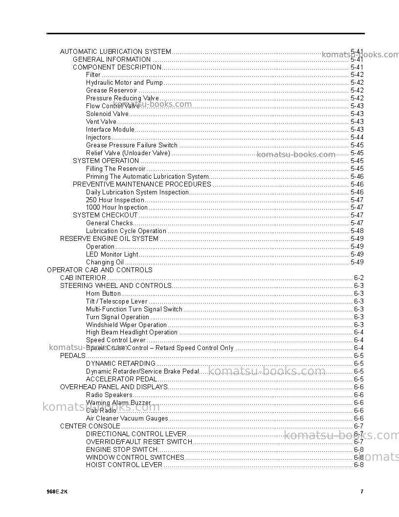 Komatsu 960e-2usa-k Operation manual cover Page 7 Komatsu 960e-2usa-k Operation manual cover Page 7