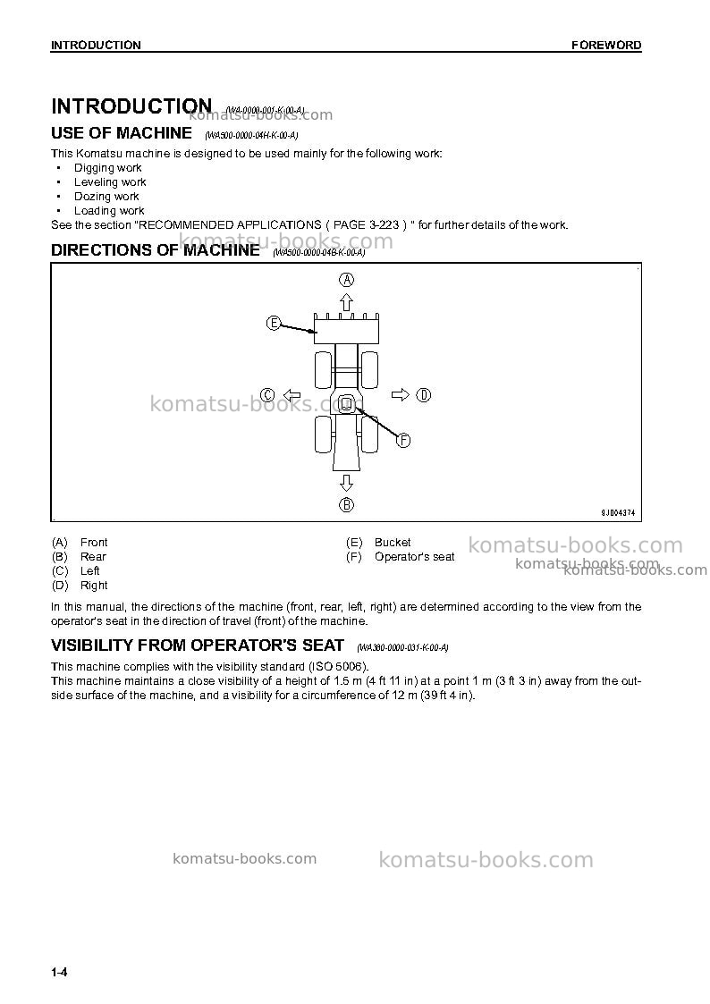 Komatsu wa500-7usa Operation manual cover Page 7 Komatsu wa500-7usa Operation manual cover Page 7
