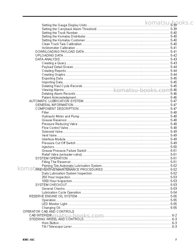 Komatsu 830e-1usa-ac Operation manual cover Page 7