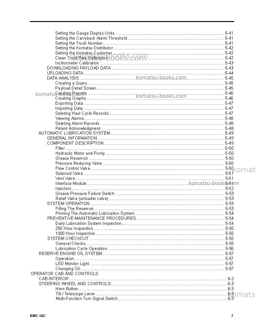 Komatsu 830e-1usa-ac Operation manual cover Page 7 Komatsu 830e-1usa-ac Operation manual cover Page 7