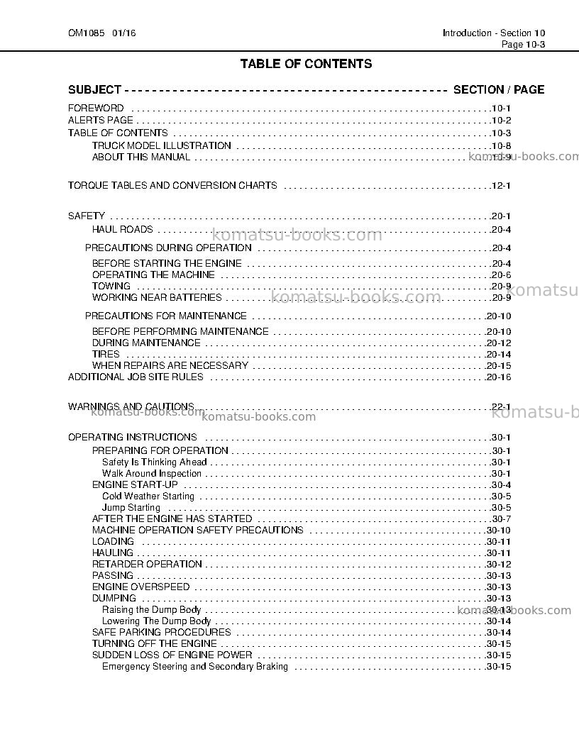 Komatsu hd1500-7usa-w/ ssa16v159 Operation manual cover Page 7