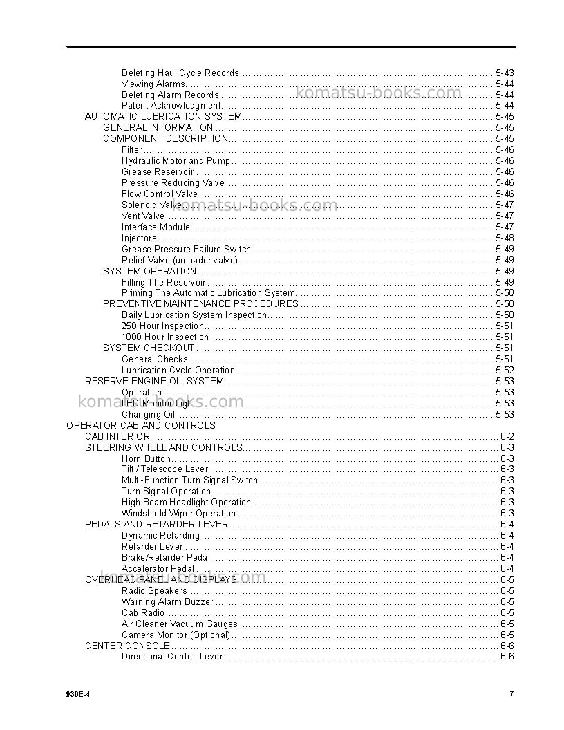 Komatsu 930e-4usa Operation manual cover Page 7