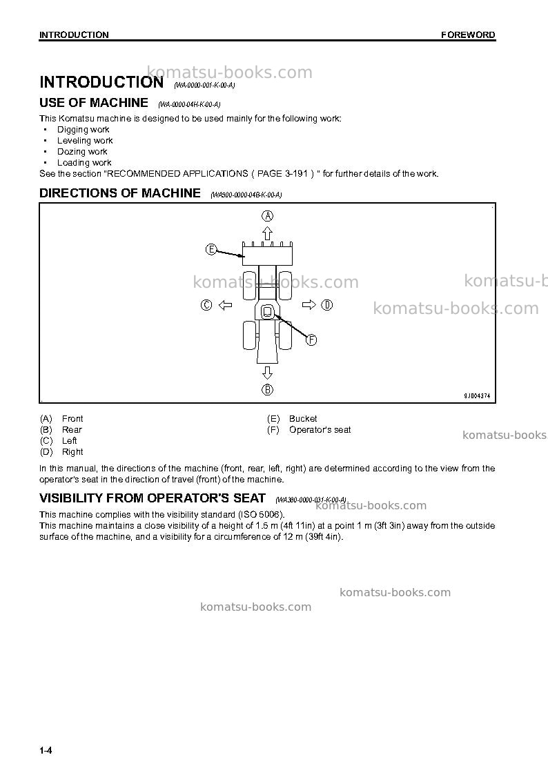 Komatsu wa270-7usa Operation manual cover Page 7 Komatsu wa270-7usa Operation manual cover Page 7