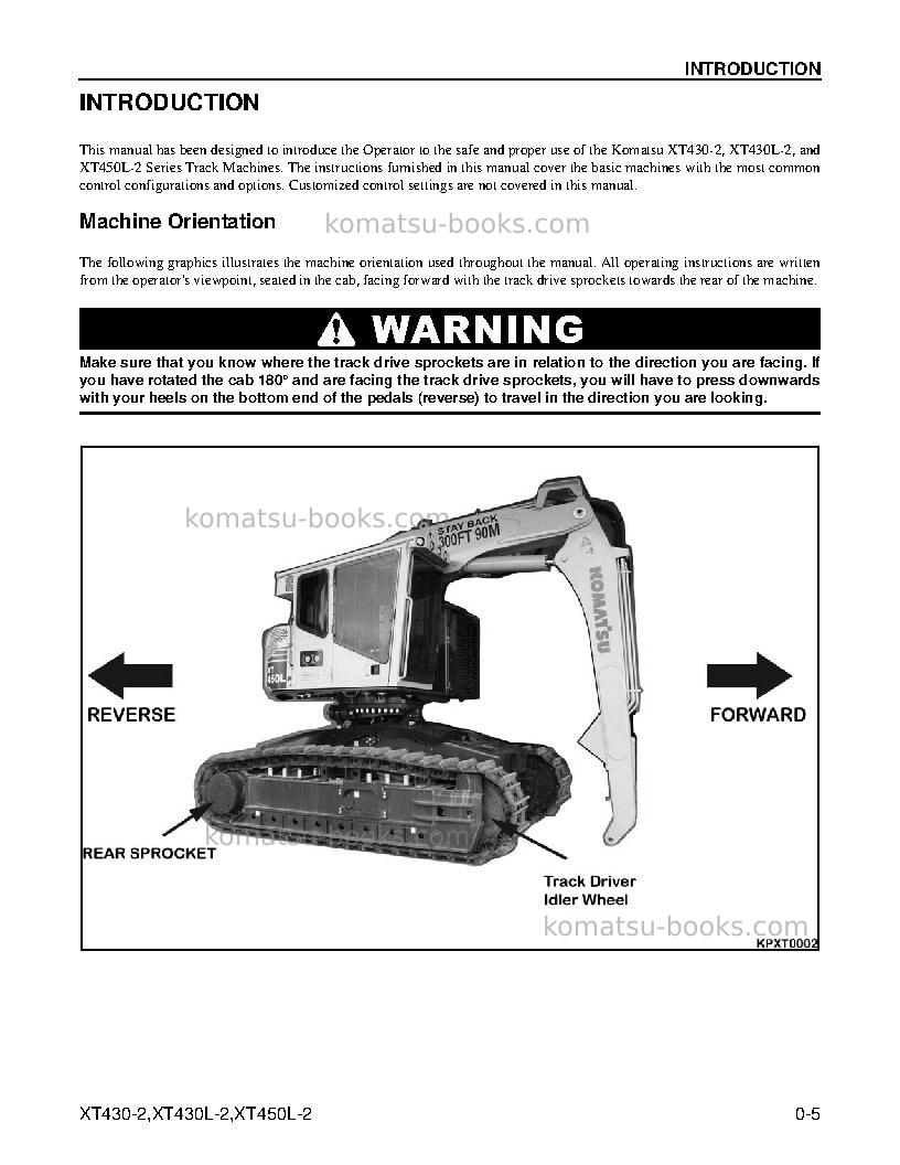 Komatsu xt430l-2usa Operation manual cover Page 7 Komatsu xt430l-2usa Operation manual cover Page 7