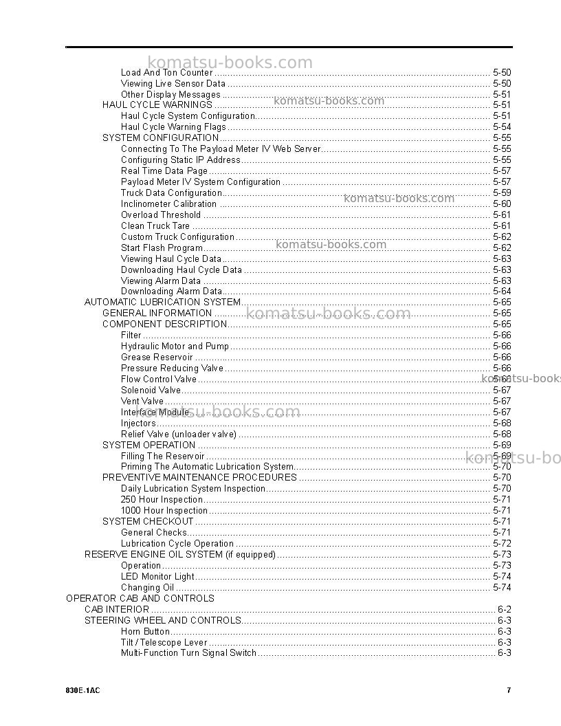 Komatsu 830e-1usa-ac Operation manual cover Page 7