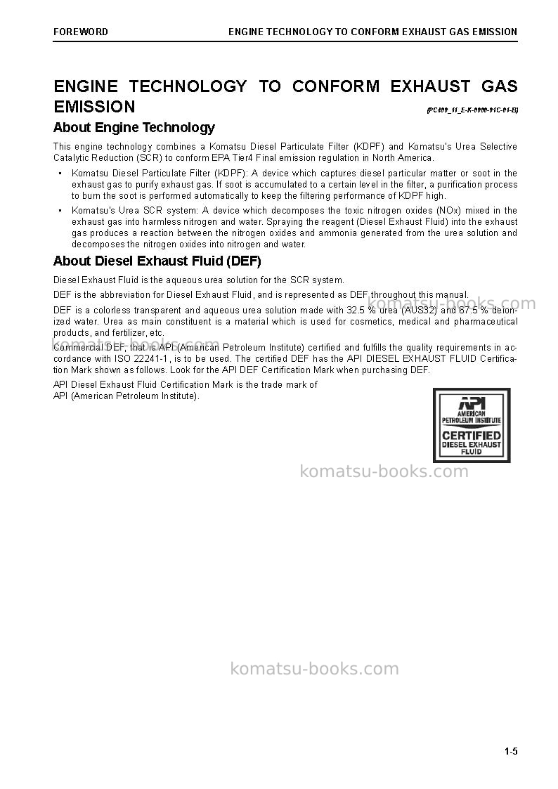 Komatsu wa470-8usa Operation manual cover Page 7
