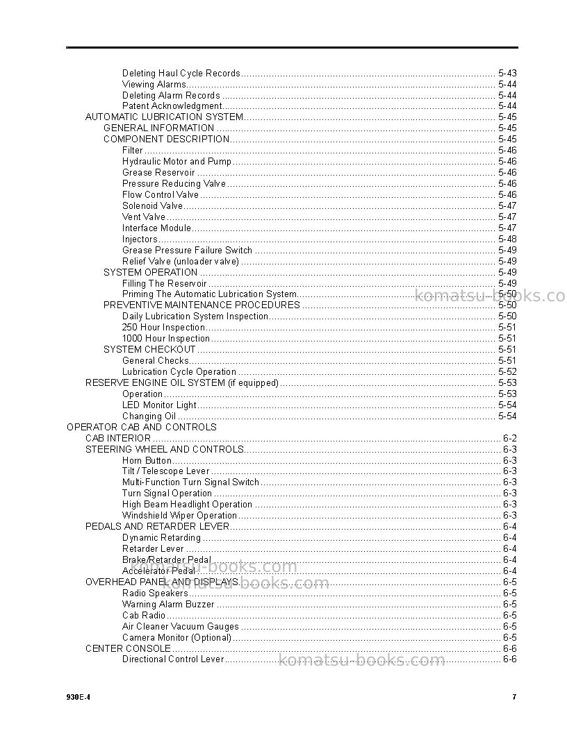 Komatsu 930e-4usa Operation manual cover Page 7