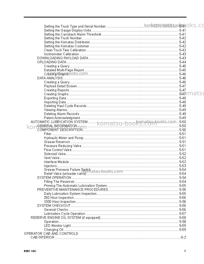 Komatsu 830e-1usa-ac Operation manual cover Page 7 Komatsu 830e-1usa-ac Operation manual cover Page 7