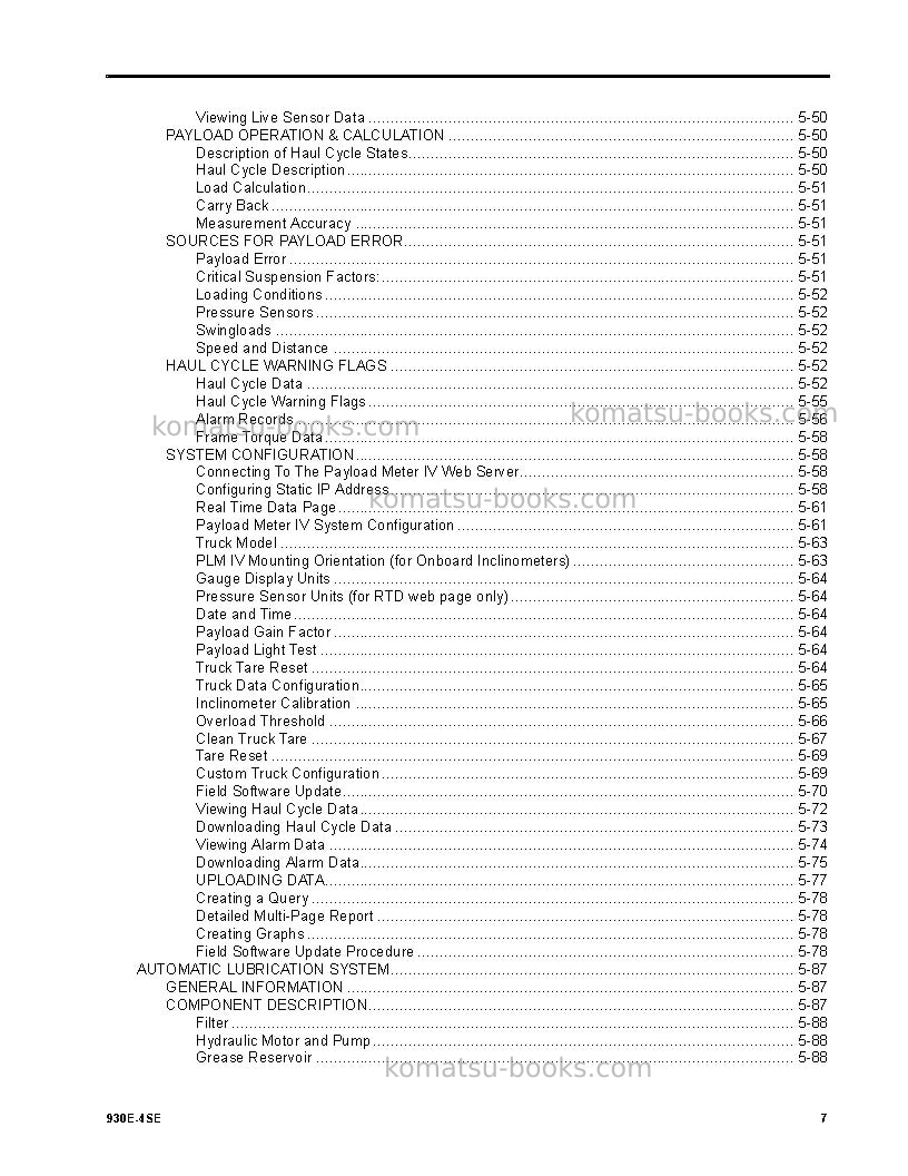 Komatsu 930e-4usa-se Operation manual cover Page 7 Komatsu 930e-4usa-se Operation manual cover Page 7